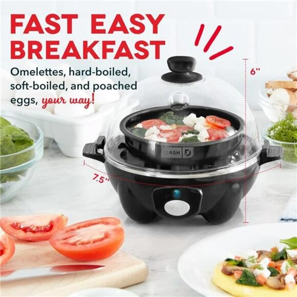 Rapid Egg Cooker 6 Egg Capacity Electric Egg Cooker for Hard Boiled Eggs Black - Picture 3 of 7